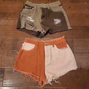 Orange/White Shorts & Brown/light brown Shorts Size: M